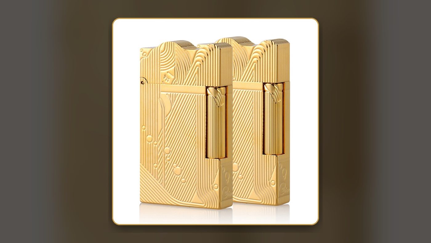 Two gold-finish Sanji-inspired lighters shown for the buyer's guide